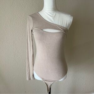 NWT Sophie Rue One Shoulder Ribbed Bodysuit Size Medium